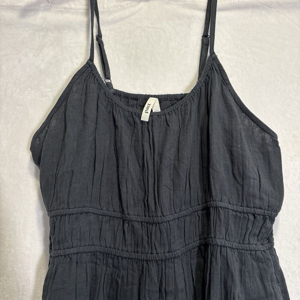Pact Coastal Double Gauze Cami Maxi Dress XL Black Pockets Boho Organic NWT